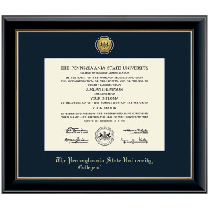 #107 College of… diploma frame Gold Medallion (Black)
